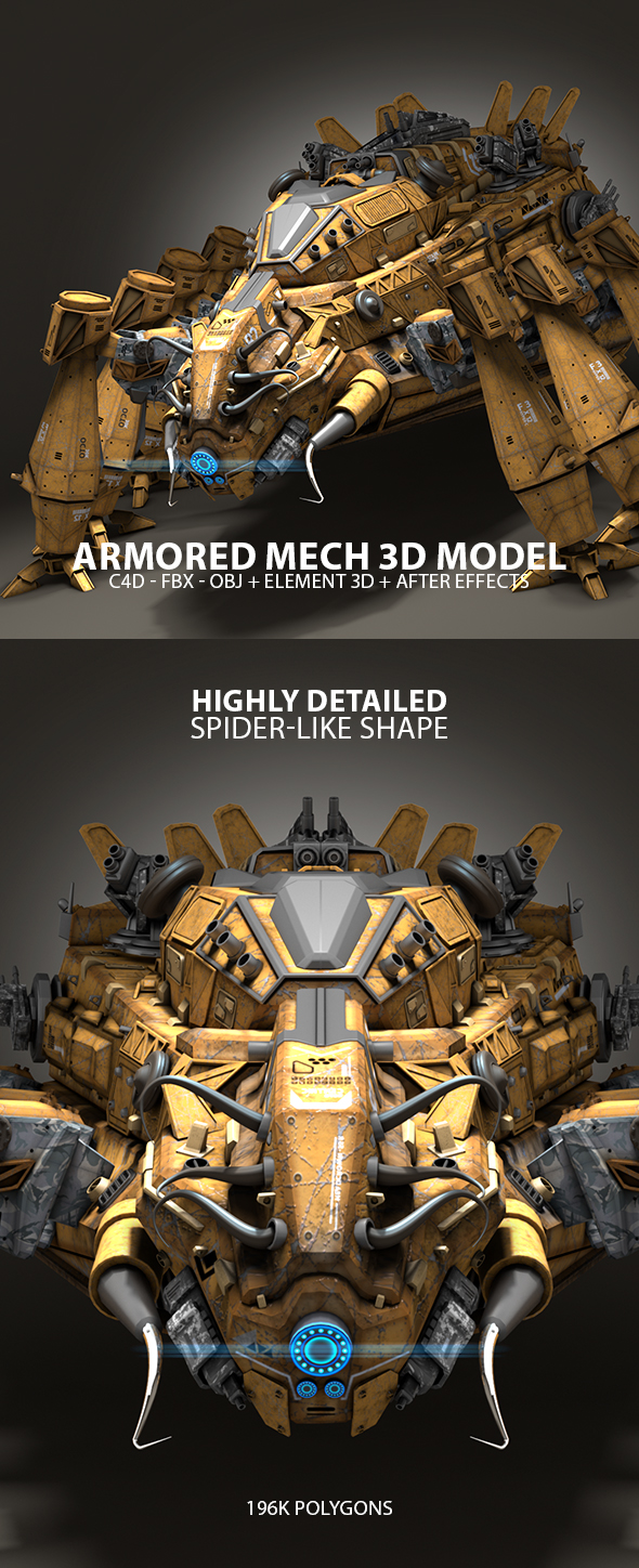 Armored Spider Mech - 3Docean 32870205