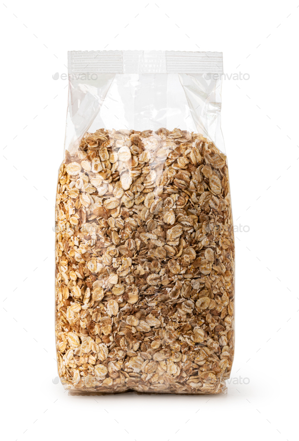 Plastic transparent bags with Oat flakes