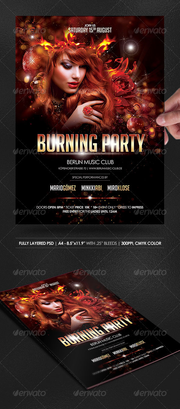 Burning Party Poster/Flyer - Events Flyers