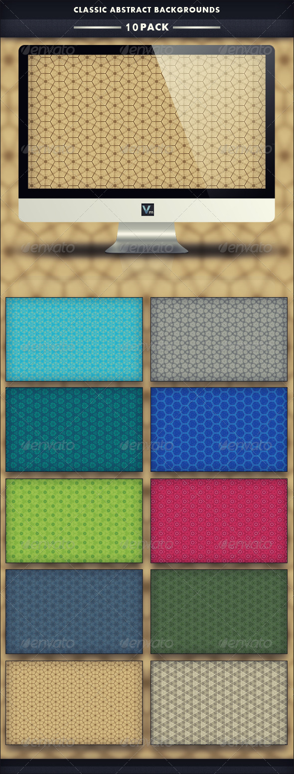 10 Pack - Classic Abstract Backgrounds - Patterns Backgrounds