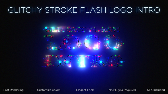 Glitchy Stroke Flash Logo Intro