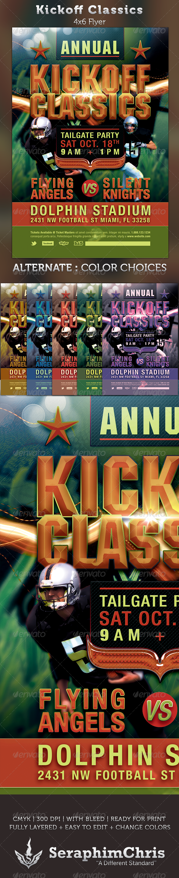 Kickoff Classics Football Flyer Template - Sports Events