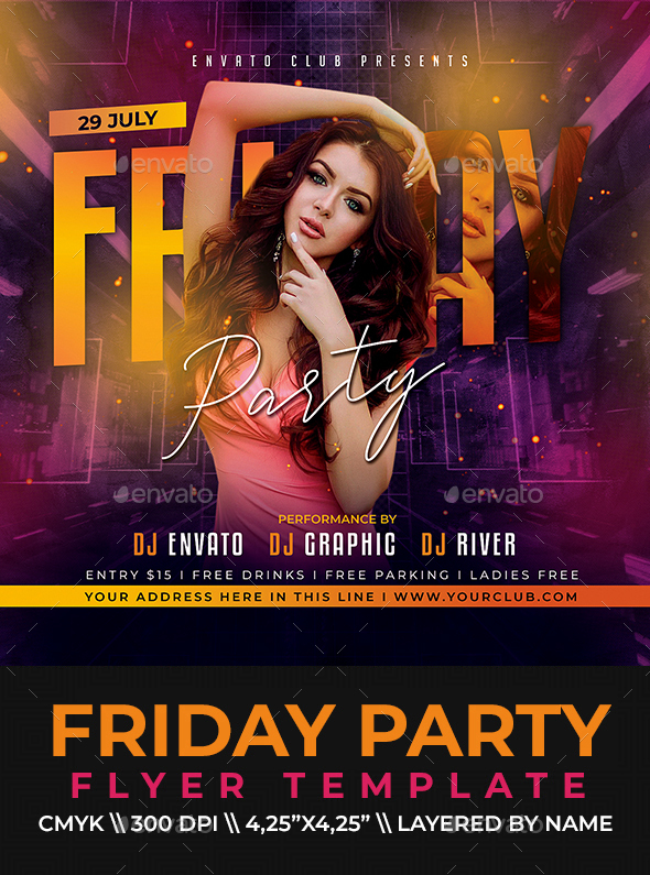 Fly Day Fridays Party Flyer Template by CreativB