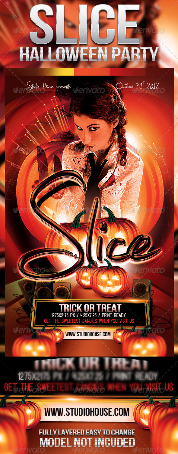 Slice Halloween Party Flyer - Clubs & Parties Events