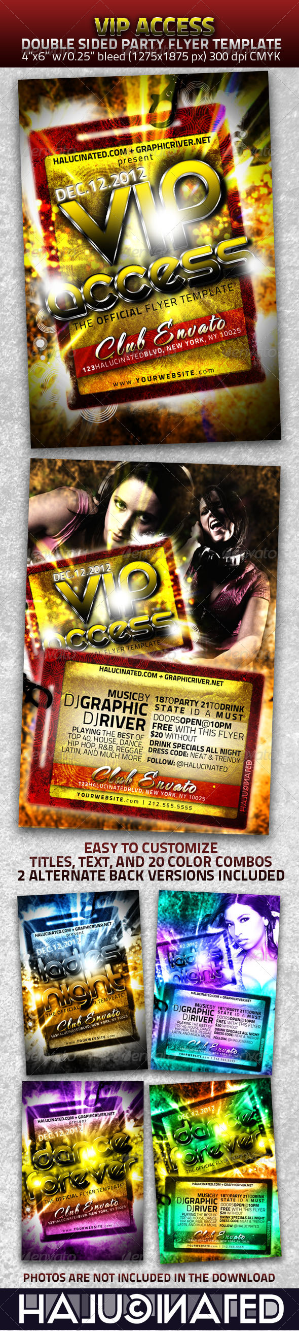 VIP Access Double Sided Party Flyer Template - Clubs & Parties Events