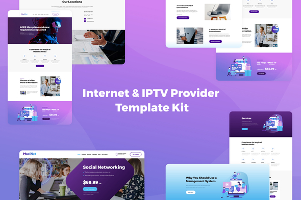 MaxiNet - Internet & IPTV Provider Elementor Template Kit