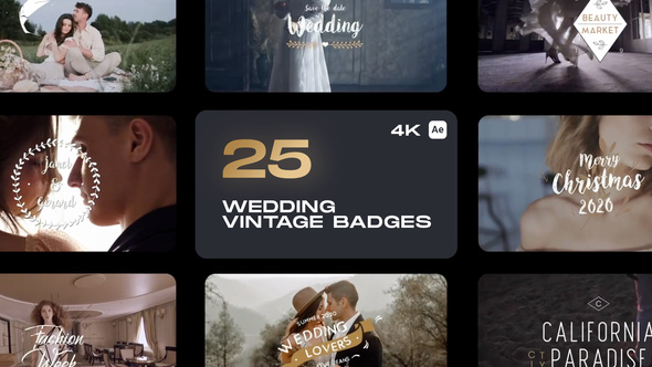 Wedding Vintage Badges - VideoHive 32935734