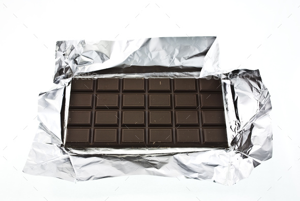Chocolate on a foil - Stock Photo - Images