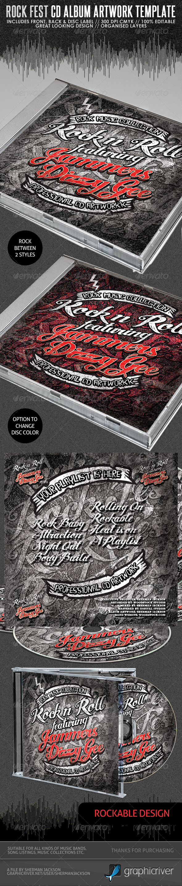 Rock Fest CD Artwork PSD Template - CD & DVD Artwork Print Templates