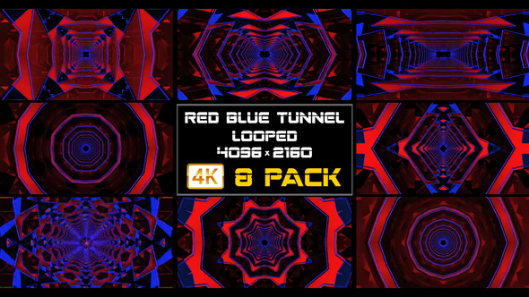 Red Blue Tunnel Background VJ Pack