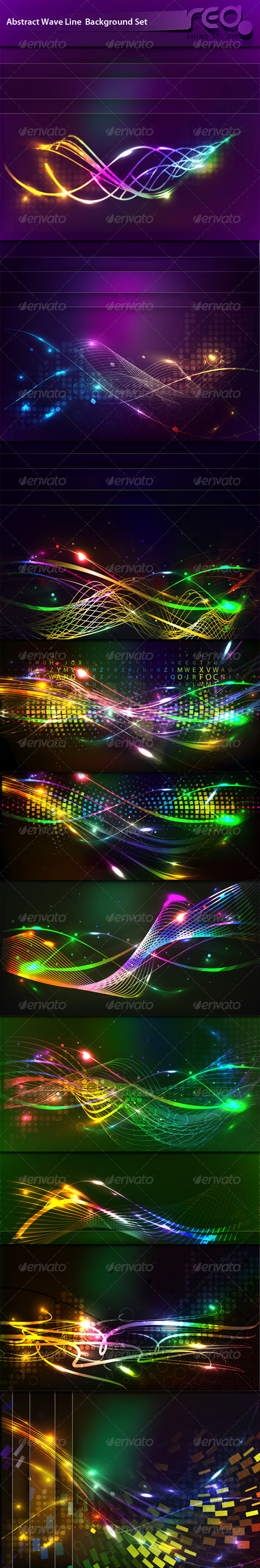 Abstract Glowing Wave Line Background - Backgrounds Decorative