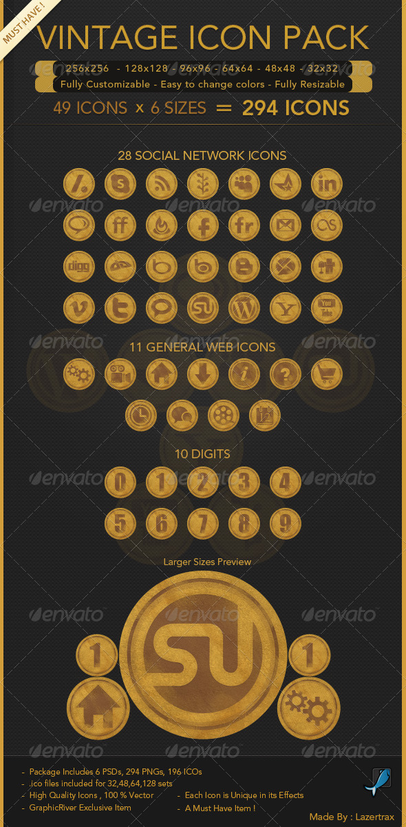 Vintage Icons Pack - Web Icons