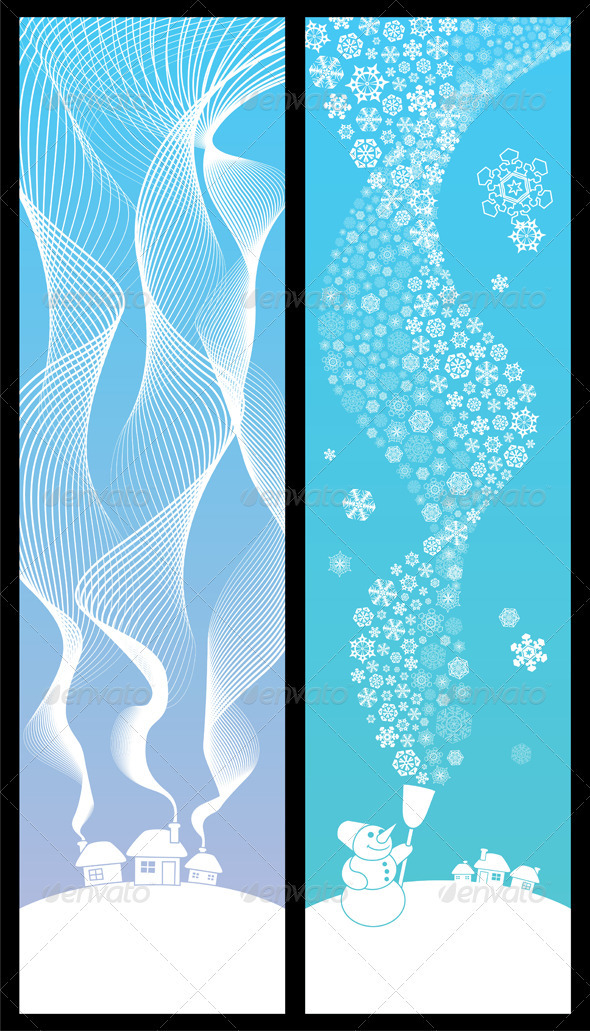 Winter Banners Vertical - Flourishes / Swirls Decorative