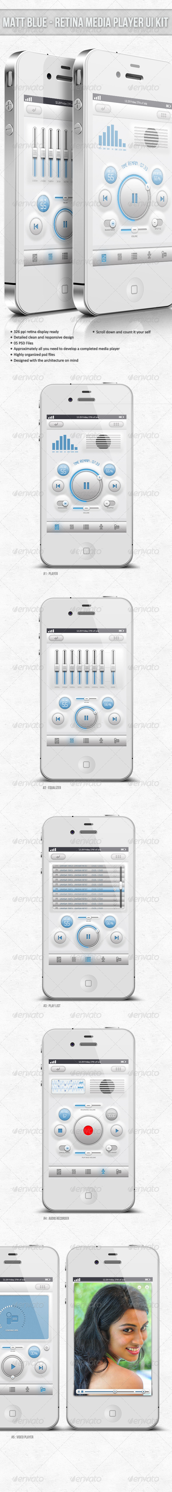 Matt Blue - Retina Audio Player UI - User Interfaces Web Elements