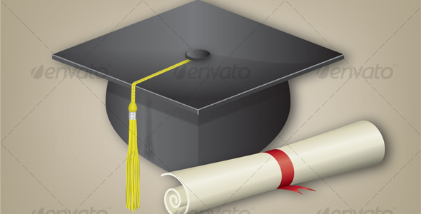 Graduation Cap with Diploma - Man-made Objects Objects