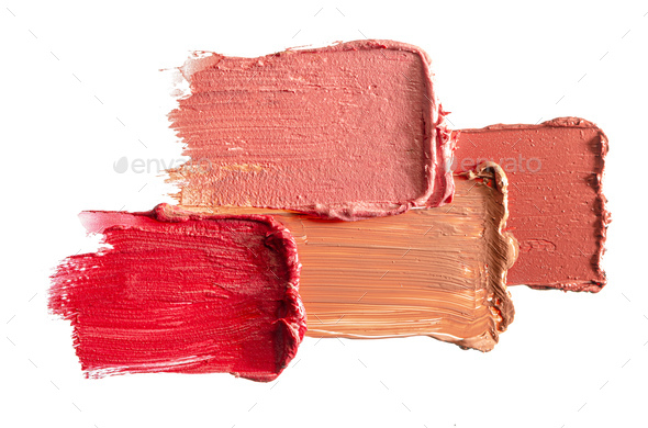 Set of lipstick stain swatches on white background