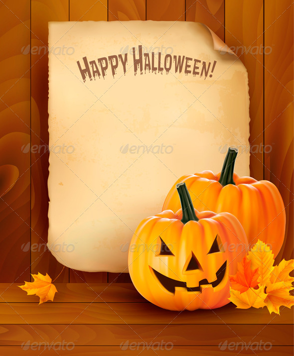 Halloween background with old paper Vector - Halloween Seasons/Holidays