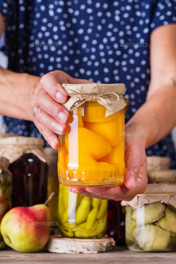 Homemade preserved, fermented food, pickled, marinated vegetables