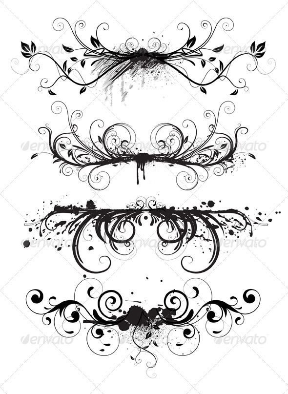 Floral elements - Flourishes / Swirls Decorative