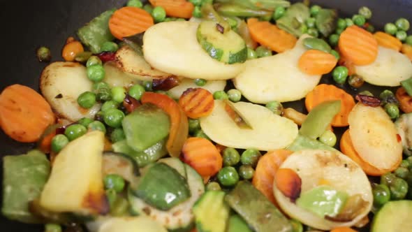 Fry Frozen Vegetables in a Frying Pan