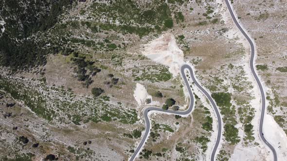 Road in the Mountains on the Llogara Pass in Albania alt