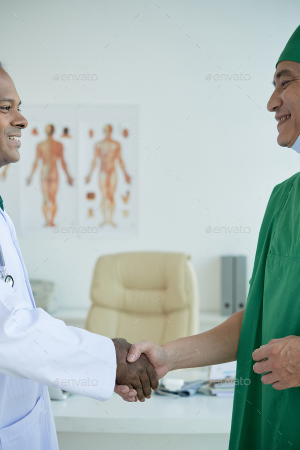 Chief Physician Shaking Hand of Surgeon