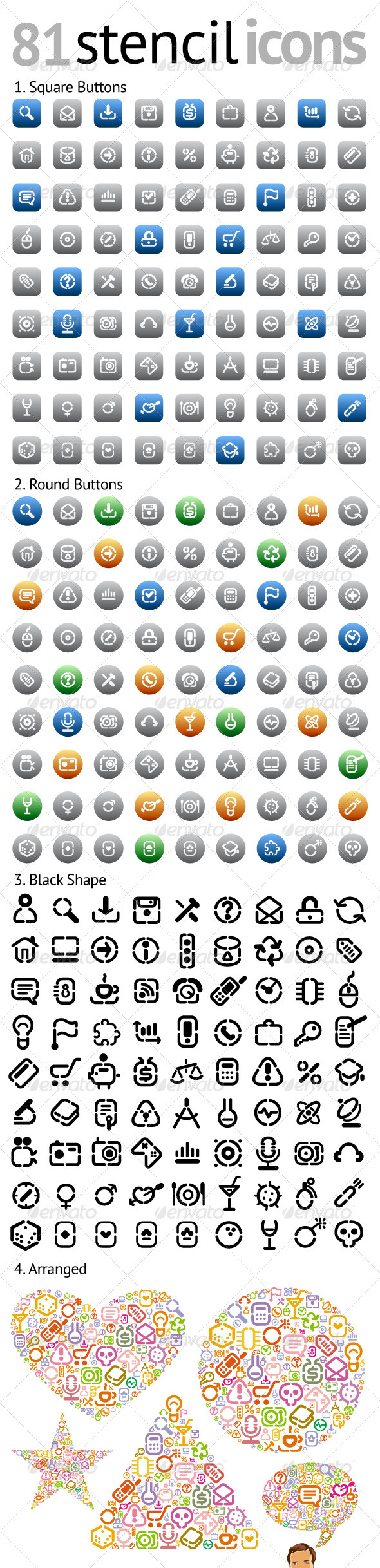 Stencil-style Icons Super-set - Miscellaneous Conceptual