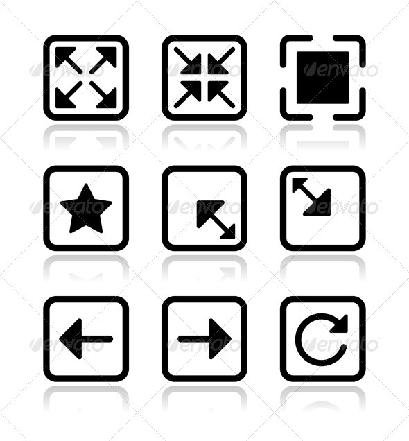 Website screen icons set - full screen, minimize, - Web Technology