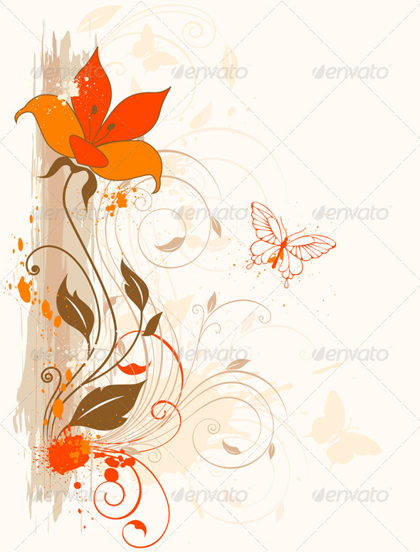 Orange Flower - Flourishes / Swirls Decorative
