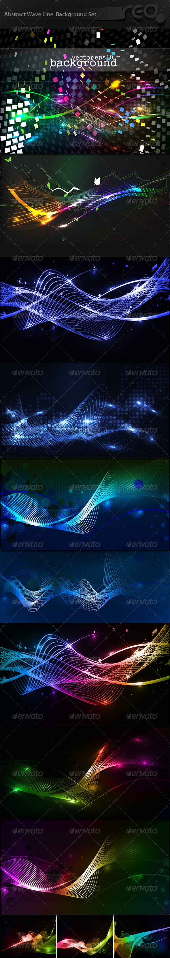 Abstract Glowing Wave Line Collection - Abstract Conceptual
