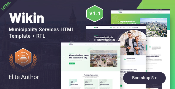 Extraordinary Wikin - City Government & Municipality Services HTML Template