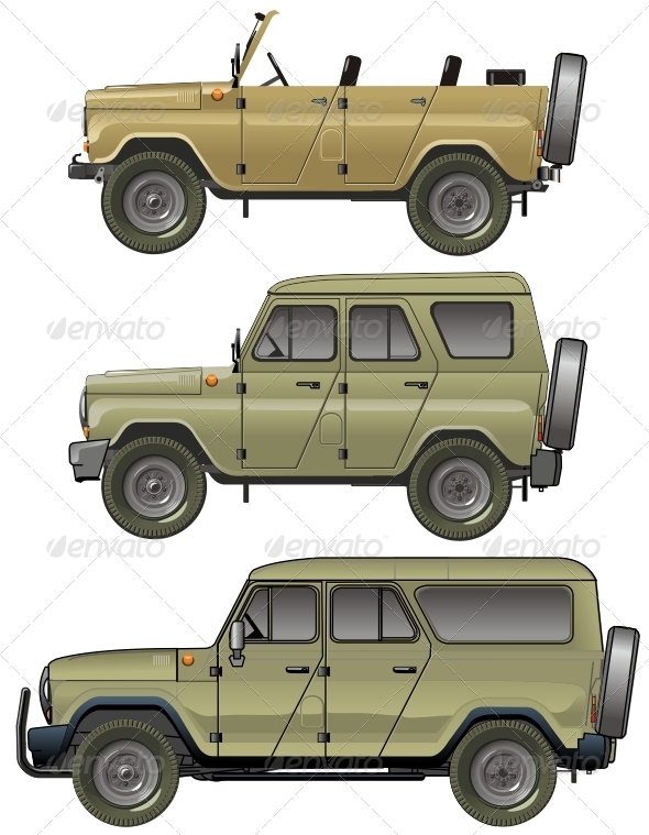 Vector offroad cars set - Man-made Objects Objects