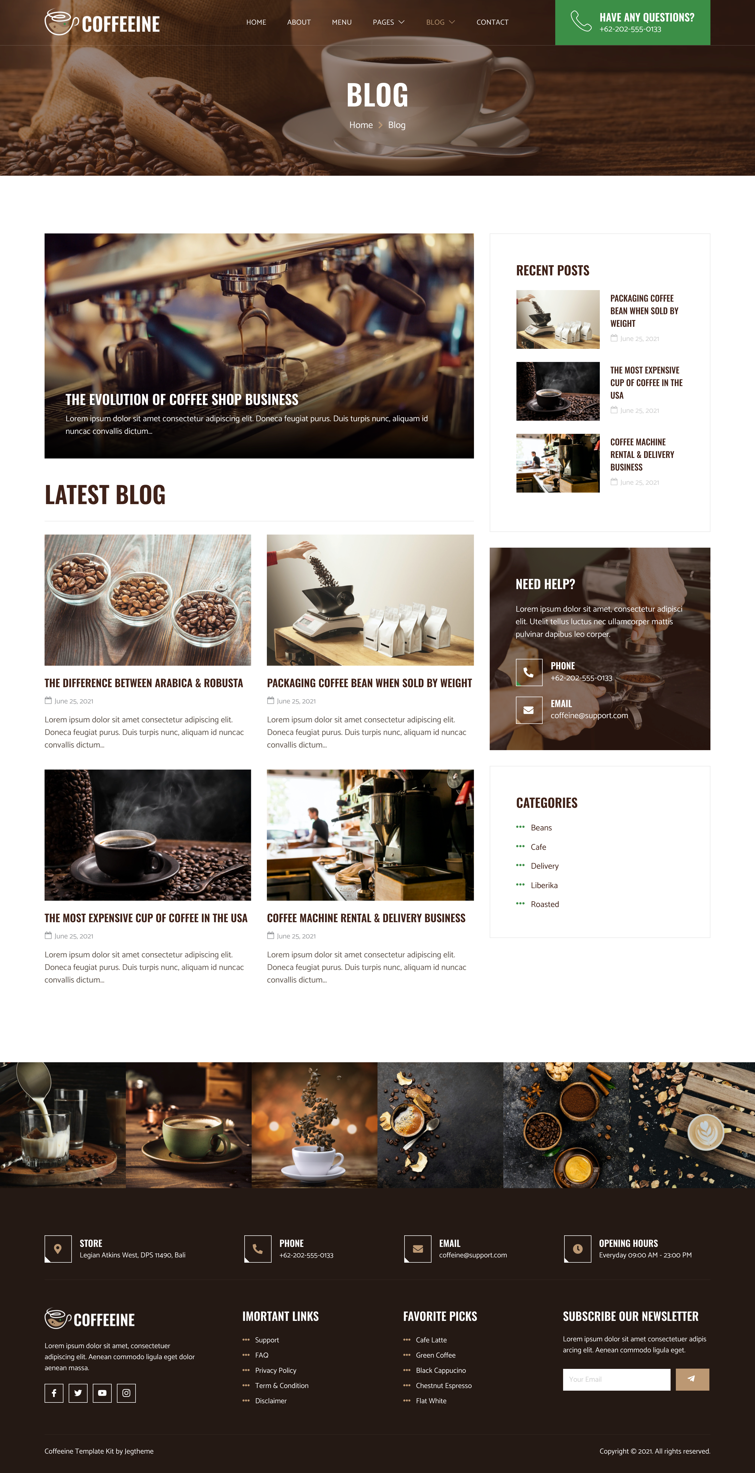 Coffeeine – Coffee Shop & Cafe Elementor Template Kit by jegtheme |  ThemeForest