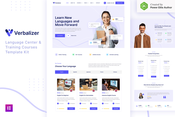 Verbalizer – Language Courses & Learning Center Elementor Template Kit