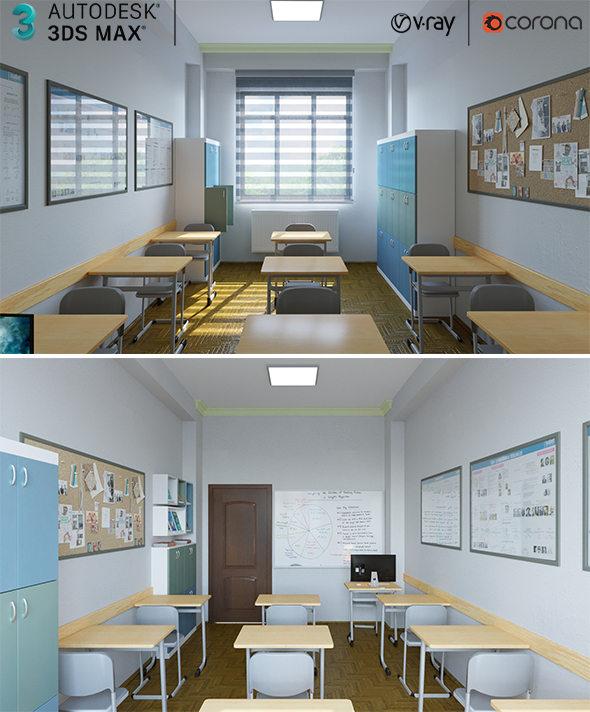 Low-Poly Classroom Interior - 3Docean 32569046