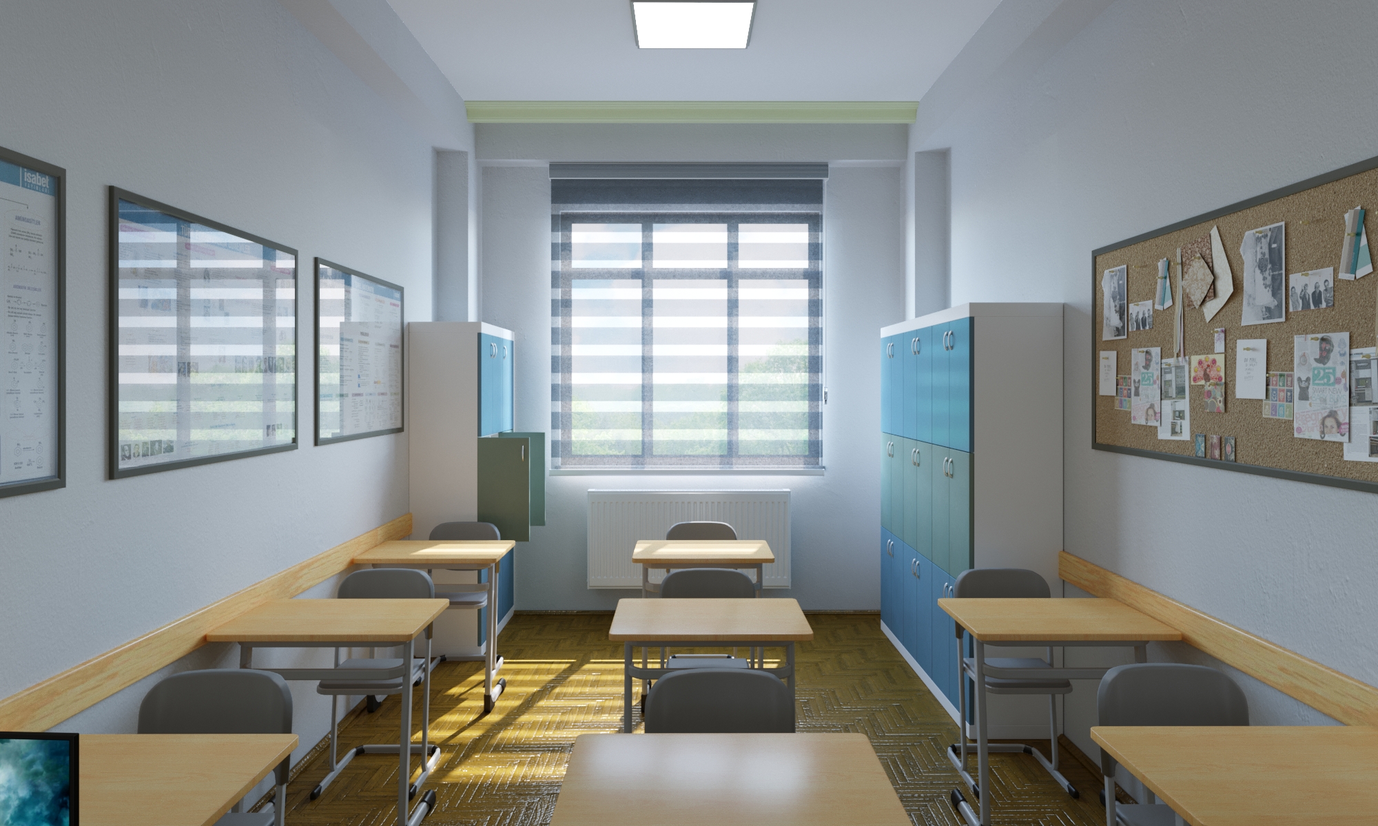 anime classroom Low-poly 3D Model
