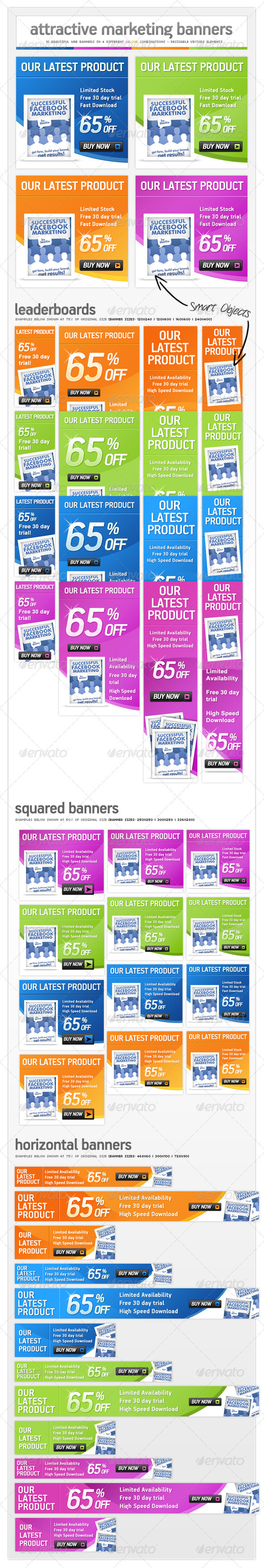 Online Marketing Pack - Web Banner Ads - Banners & Ads Web Elements