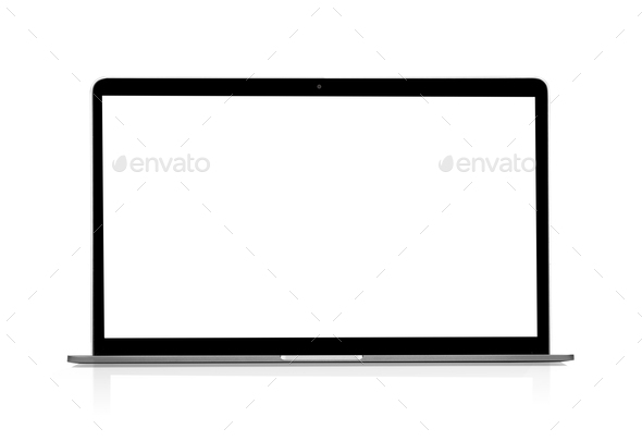 laptop with empty space on white background - Stock Photo - Images