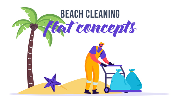 Beach cleaning - Flat Concept