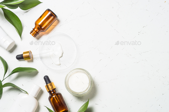 Cosmetic laboratory concept with natural cosmetic products Stock Photo ...