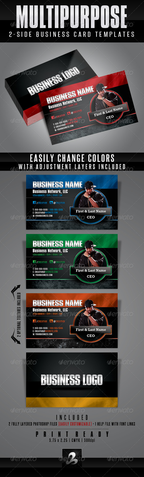 Multipurpose Business Card Templates 1 - Corporate Business Cards
