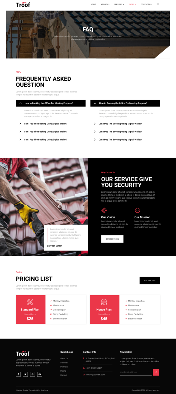 Troof ? Roofing Service Elementor Template Kit