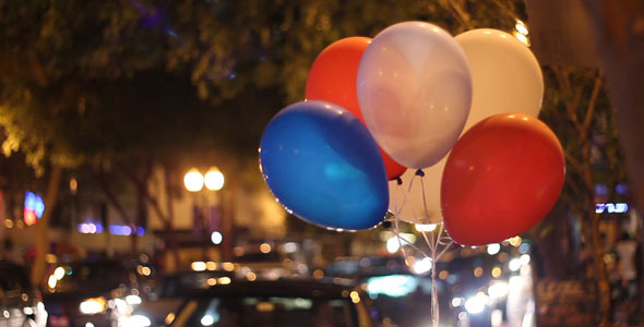 Patriotic Balloons On City Street