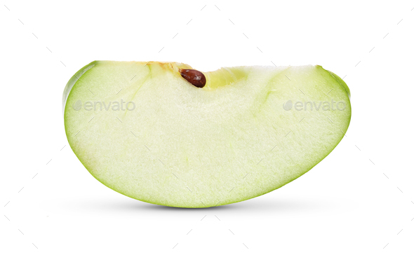 slice green apple isolated on white background - Stock Photo - Images
