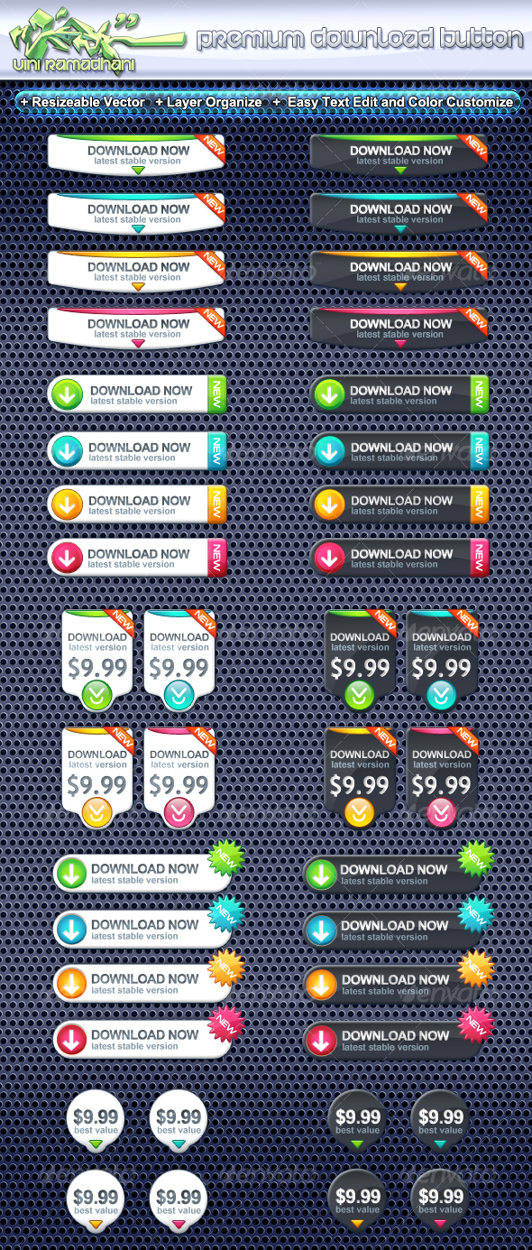 Premium Download Button - Buttons Web Elements