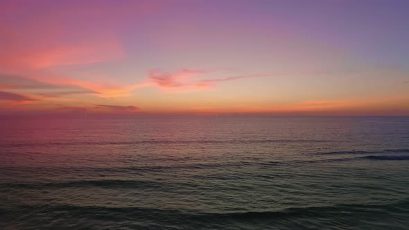 Aerial view Beautiful view sunset or sunrise over sea surface alt