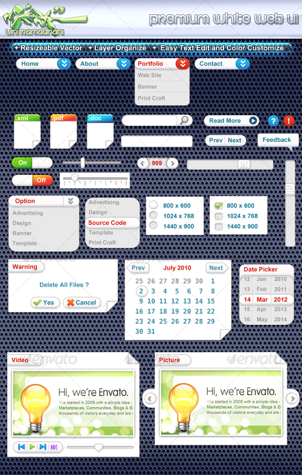 Premium White Web UI - User Interfaces Web Elements