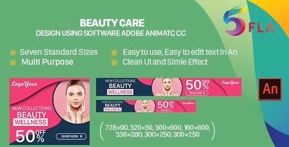 Beauty Care HTML5 Ad Banners - Animate CC