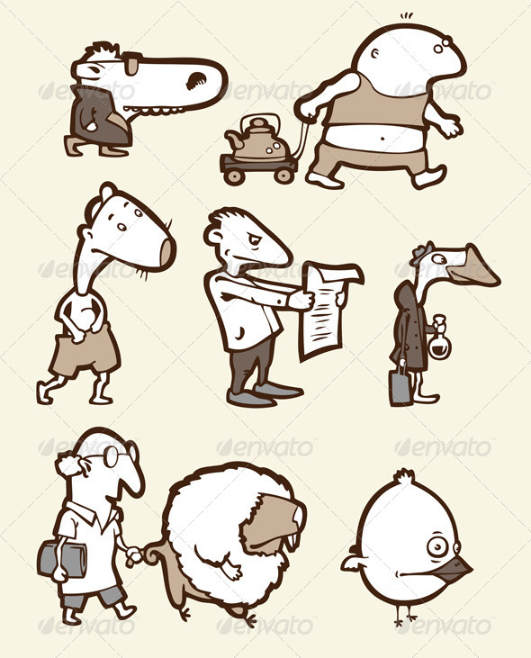 Set of the Funny Creatures - Characters Vectors