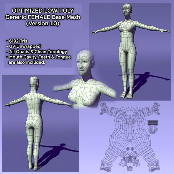 Lowpoly Female BaseMesh PREVIEW IMAGE 590X590
